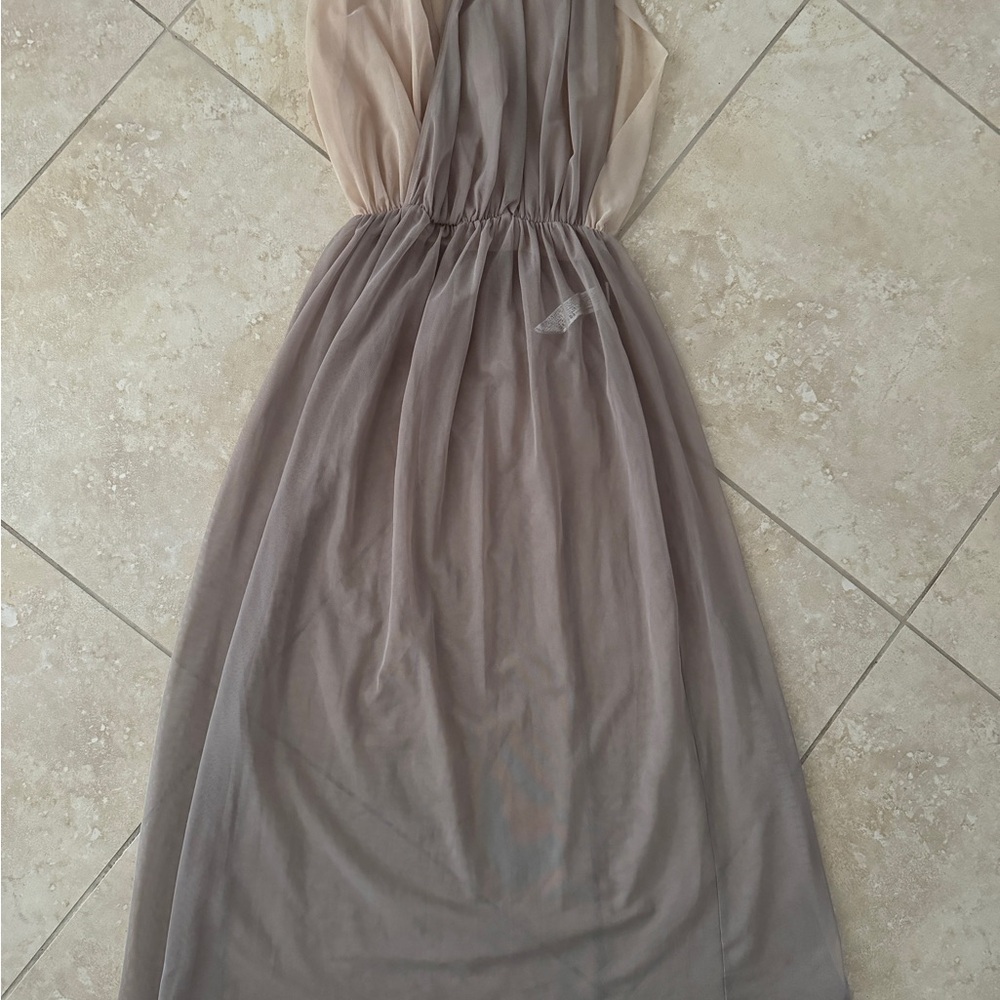 Zara Cream and Tan Sleeveless Beach Cover - Picture 5 of 11